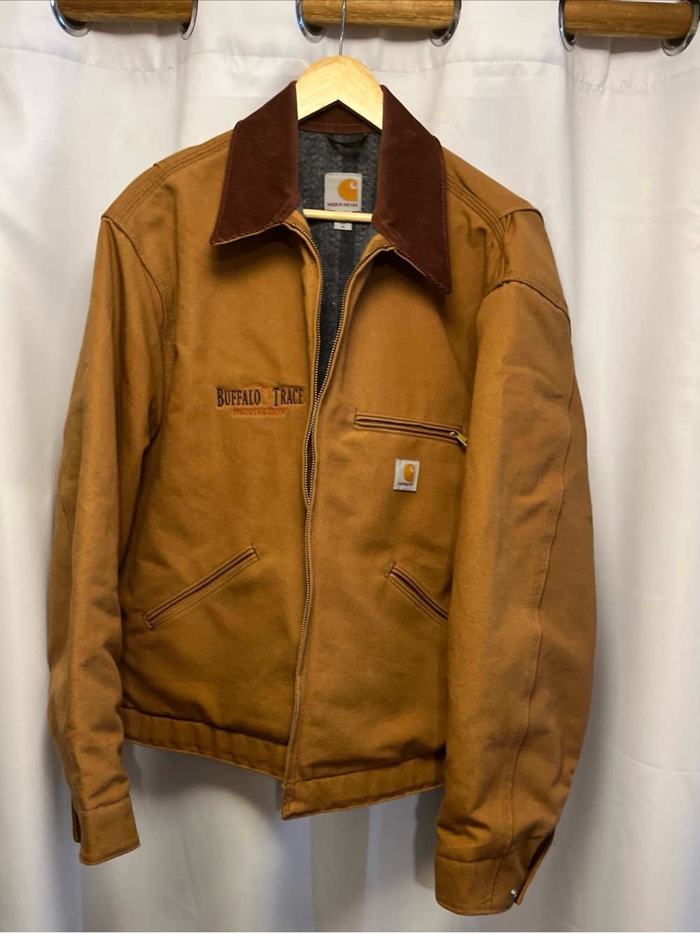 Carhartt Brown Duck Canvas Jacket with Dark Brown Corduroy Collar